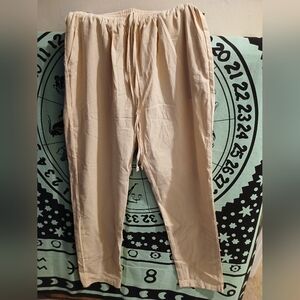 NWOT Polyester Blend Drawstring Light Pants. SZ S/4. Cream.
